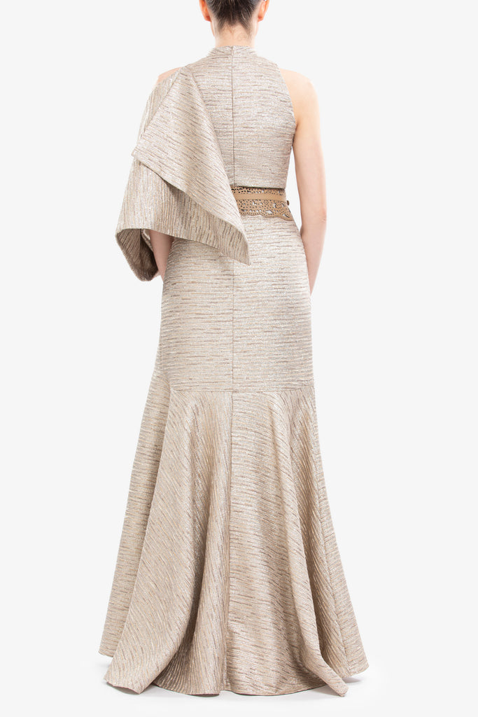 Light Gold Brocade Dress Saiid Kobeisy Online Light Gold Brocade Dress Saiid Kobeisy Online