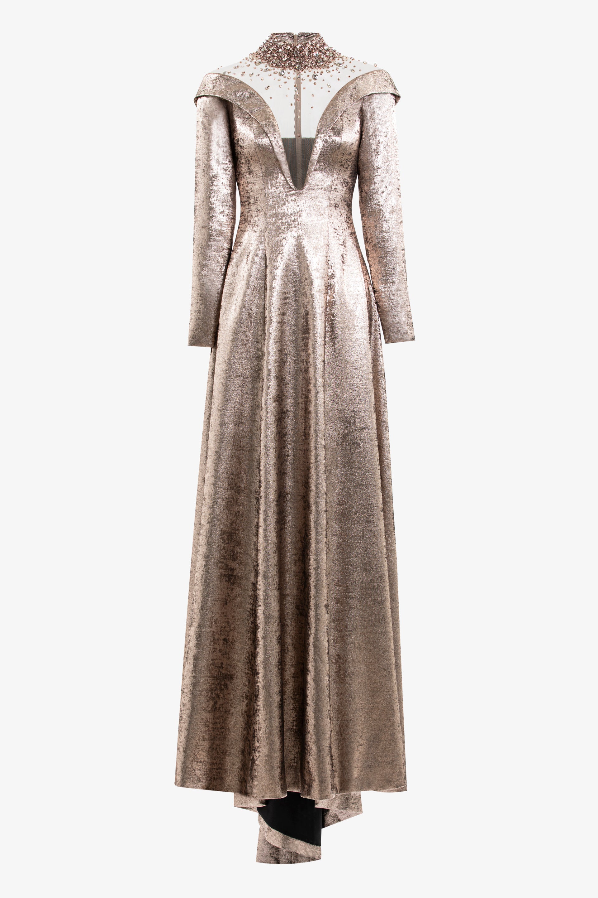 Embellished halter neck long dress – Saiid Kobeisy Online