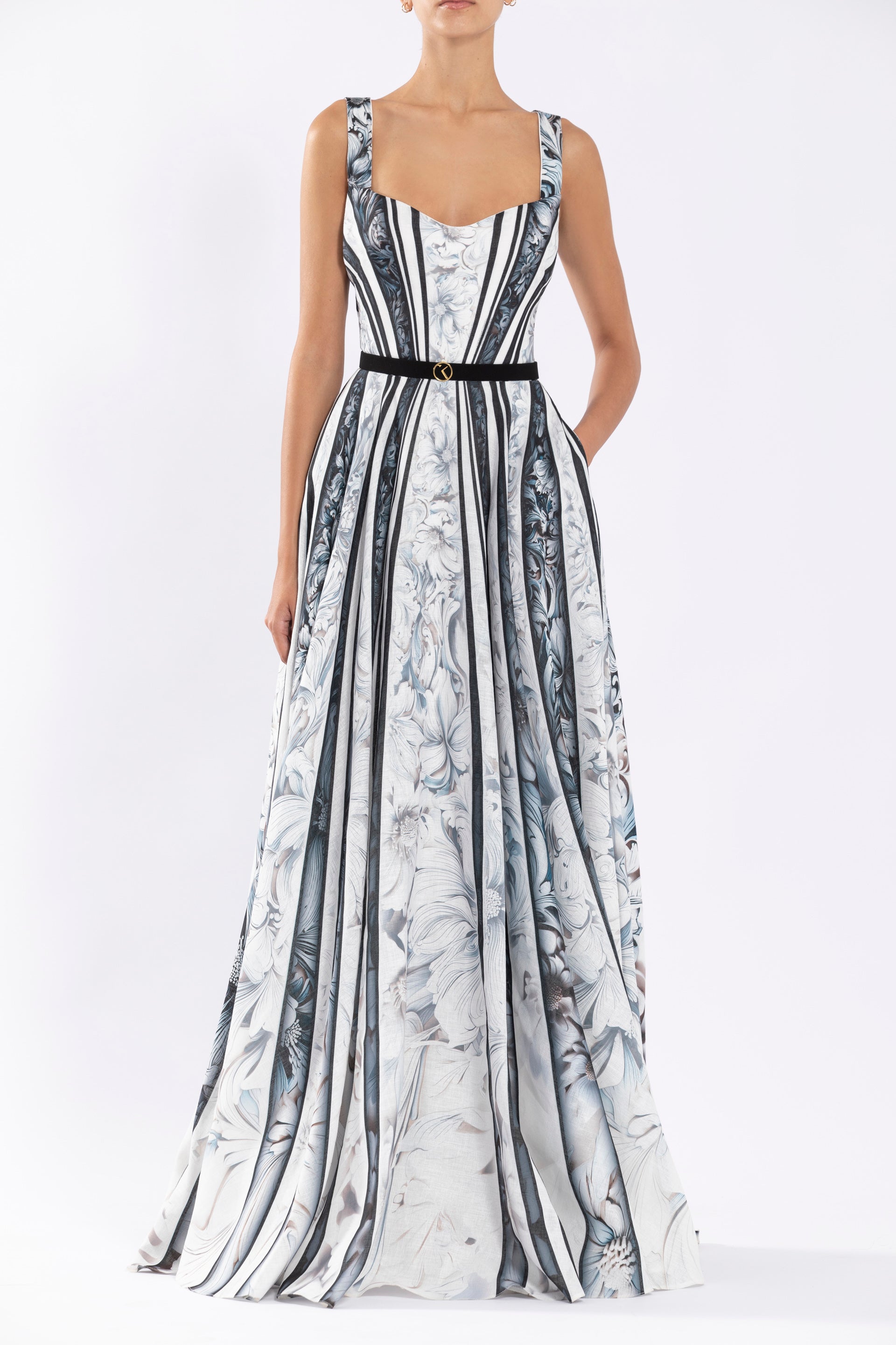 オールインワン・サロペット Saiid Kobeisy Linen Printed Dress With Striped, Floral Print Linen printed dress with striped, floral print – Saiid