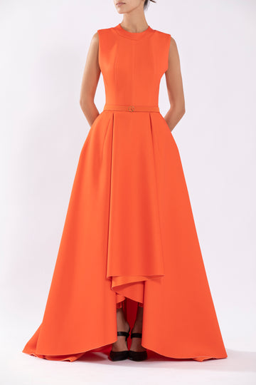red neoprene dress Red Neoprene V-neck A-Line Dress