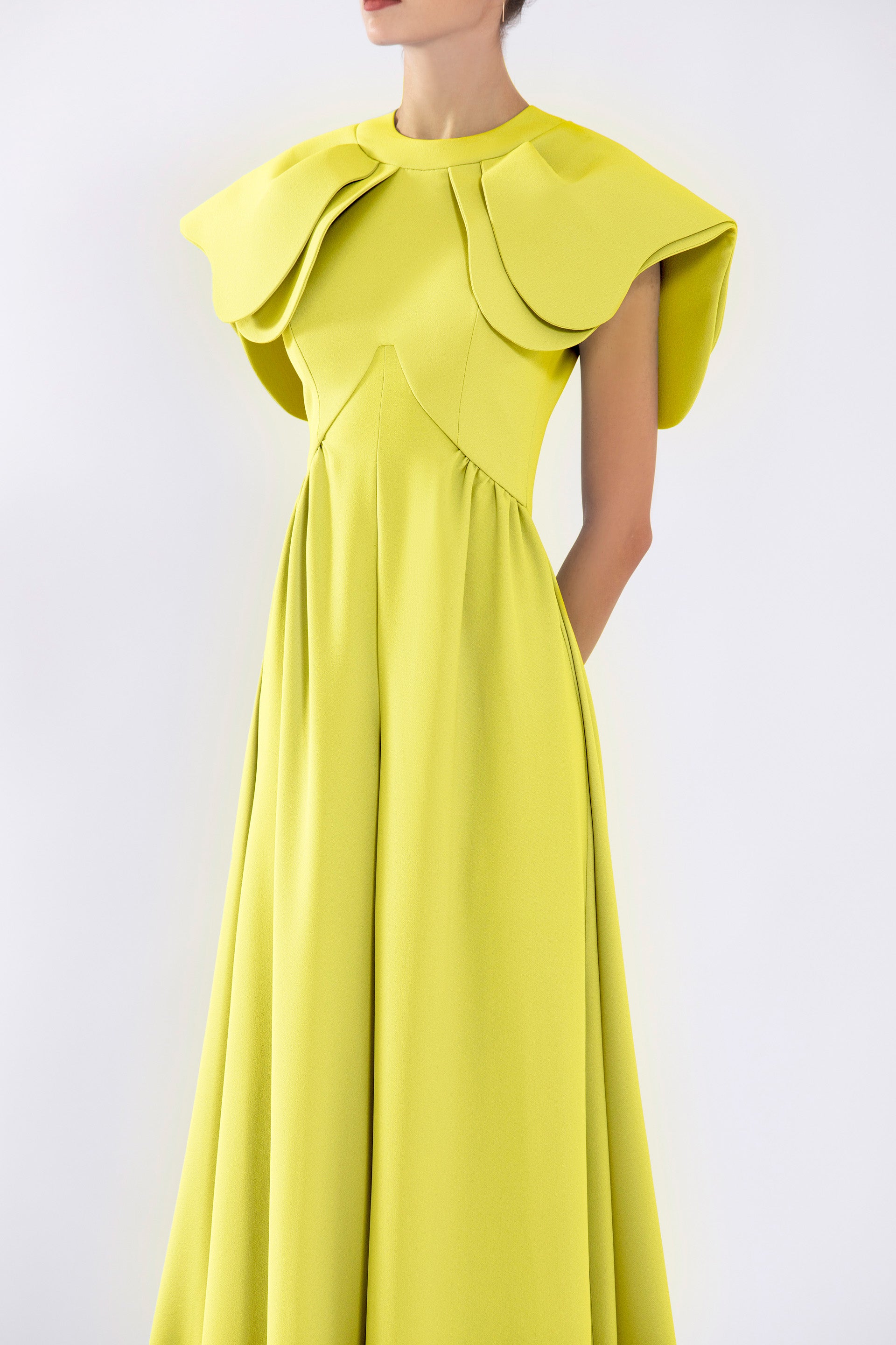 Crepe jumpsuit, with back overskirt – Saiid Kobeisy Online