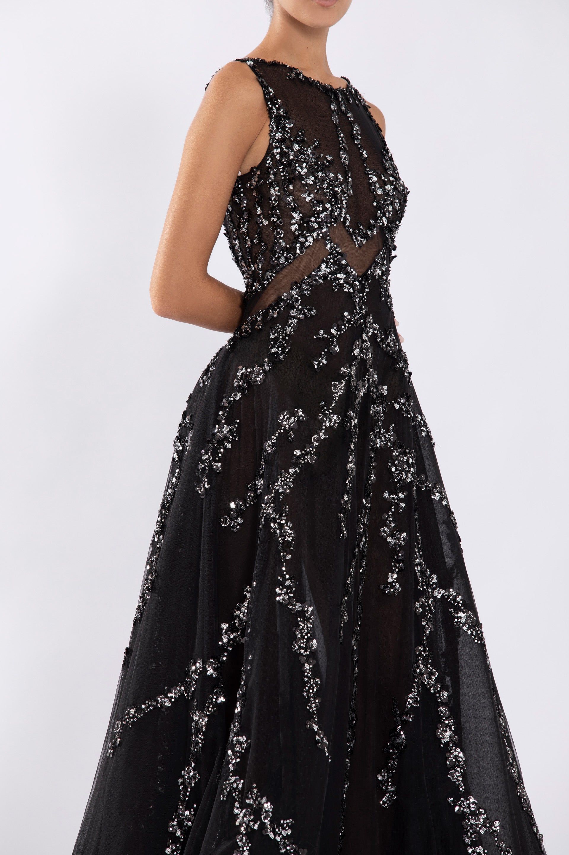 ブラック片肩フリルロングドレス　SAIID KOBEISY サイードコベイシー RE3352-2__79667.1512009775-