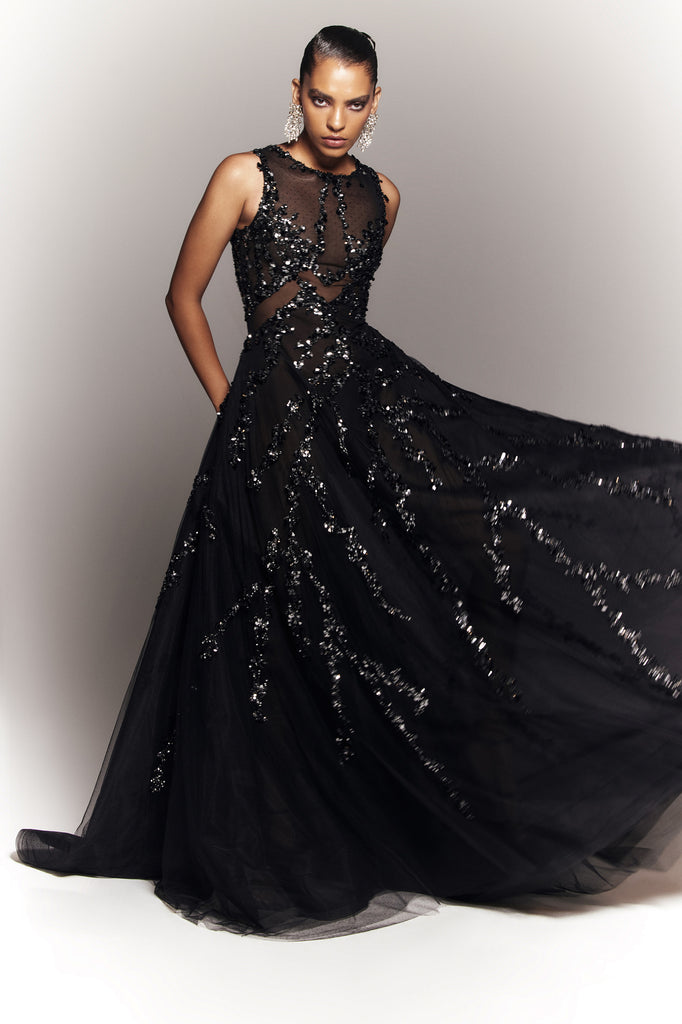 Tulle Dress With Beading Saiid Kobeisy Online Tulle Dress With Beading Saiid Kobeisy Online