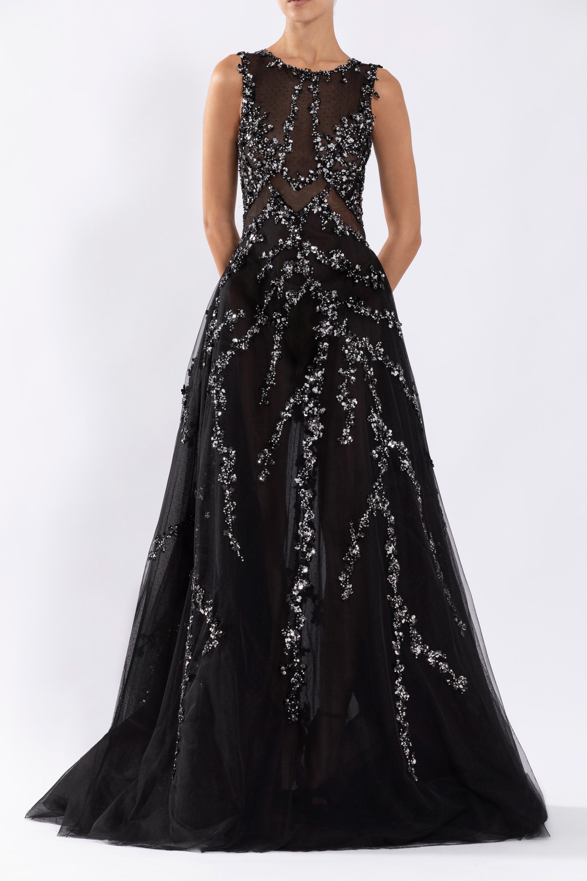 Tulle dress with beading – Saiid Kobeisy Online