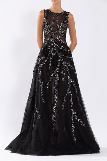 Tulle Dress With Beading – Saiid Kobeisy