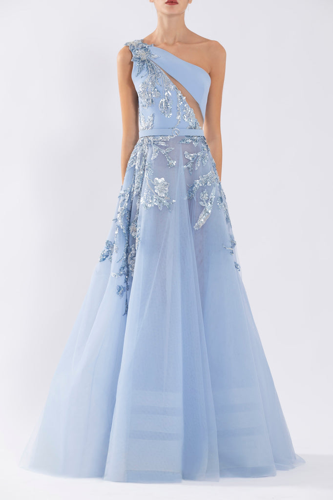 Tulle Beaded Dress With Floral Beading Saiid Kobeisy Online Tulle Beaded Dress With Floral Beading Saiid Kobeisy Online