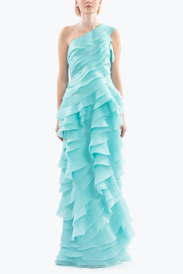 organza dress online PRINTED ORGANZA LAYERED HIGH LOW GOWN WITH EMBROIDERED BUTTERFLY, 8-9Y