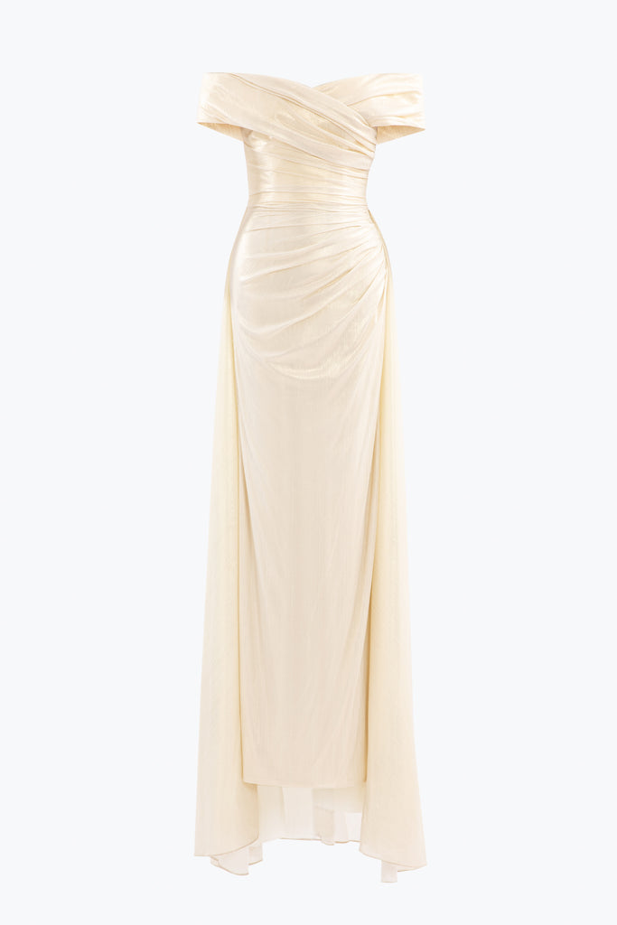 Gold Lame Off-Shoulder Dress Saiid Kobeisy Online Gold Lame Off-Shoulder Dress Saiid Kobeisy Online