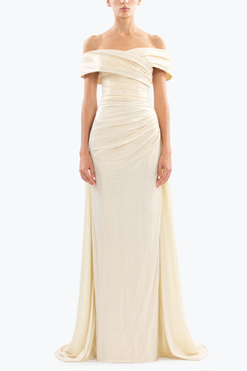 Gold Lame Off-Shoulder Dress Saiid Kobeisy Online Gold Lame Off-Shoulder Dress Saiid Kobeisy Online