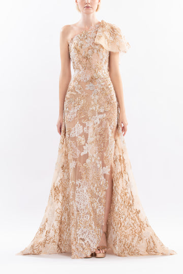 Embroidered One-Shoulder Dress Saiid Kobeisy Online Embroidered One-Shoulder Dress Saiid Kobeisy Online