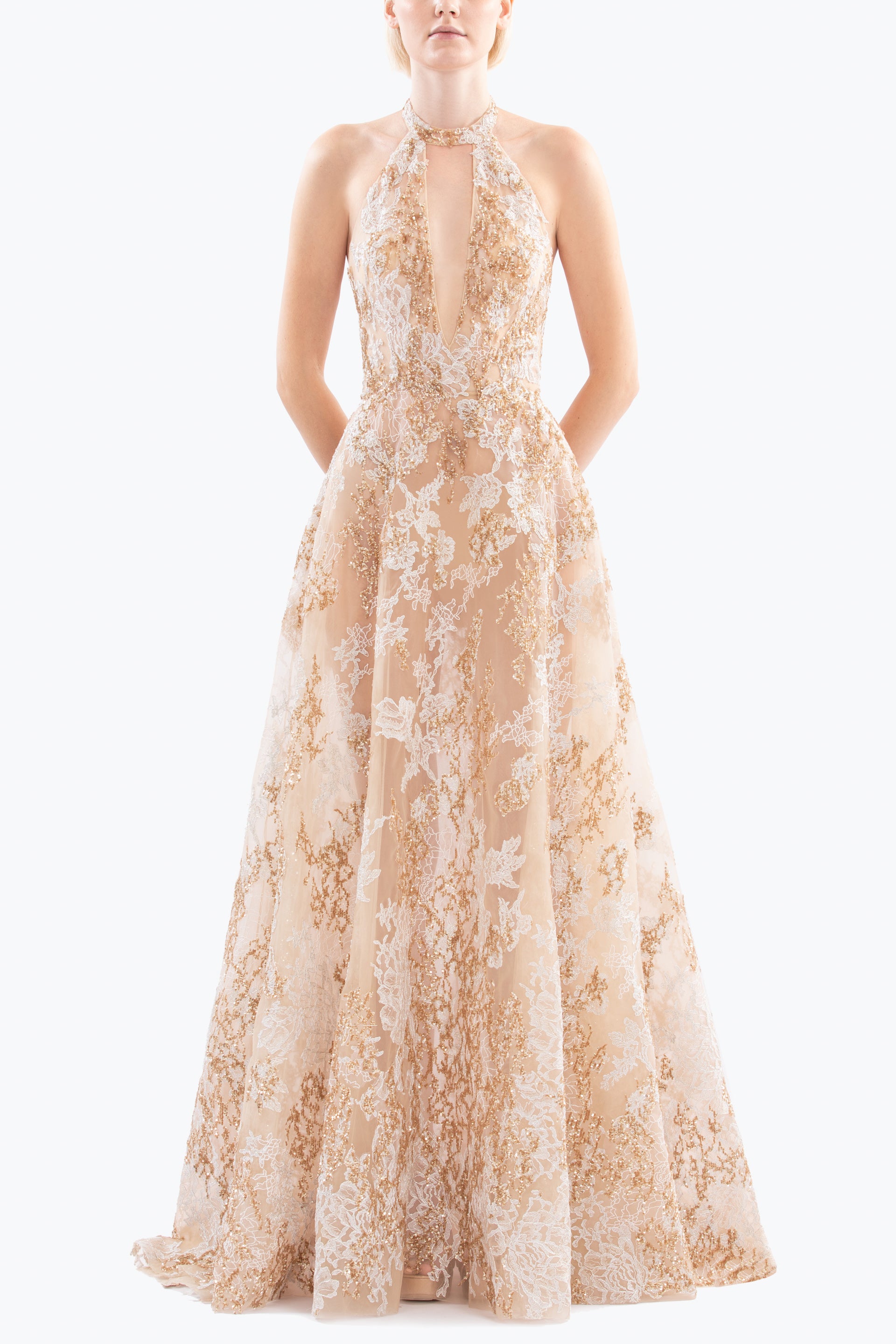 Embroidered long dress – Saiid Kobeisy Online
