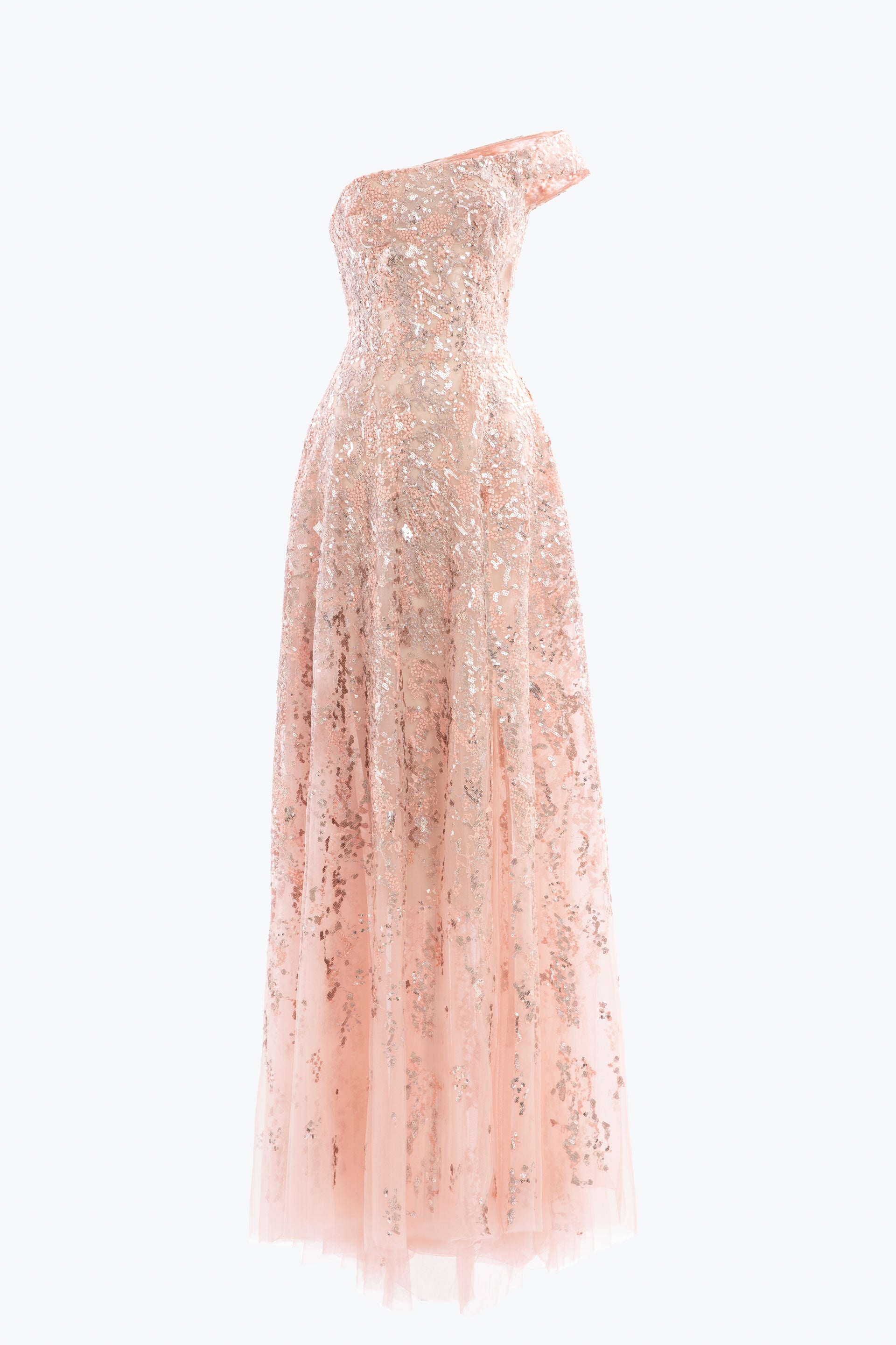 Tulle, high-low dress with dotted beading – Saiid Kobeisy Online