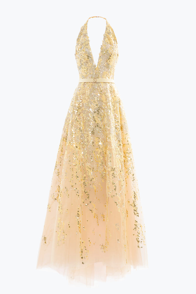saiid kobeisy gold dress Strapless beaded dress Saiid Kobeisy
