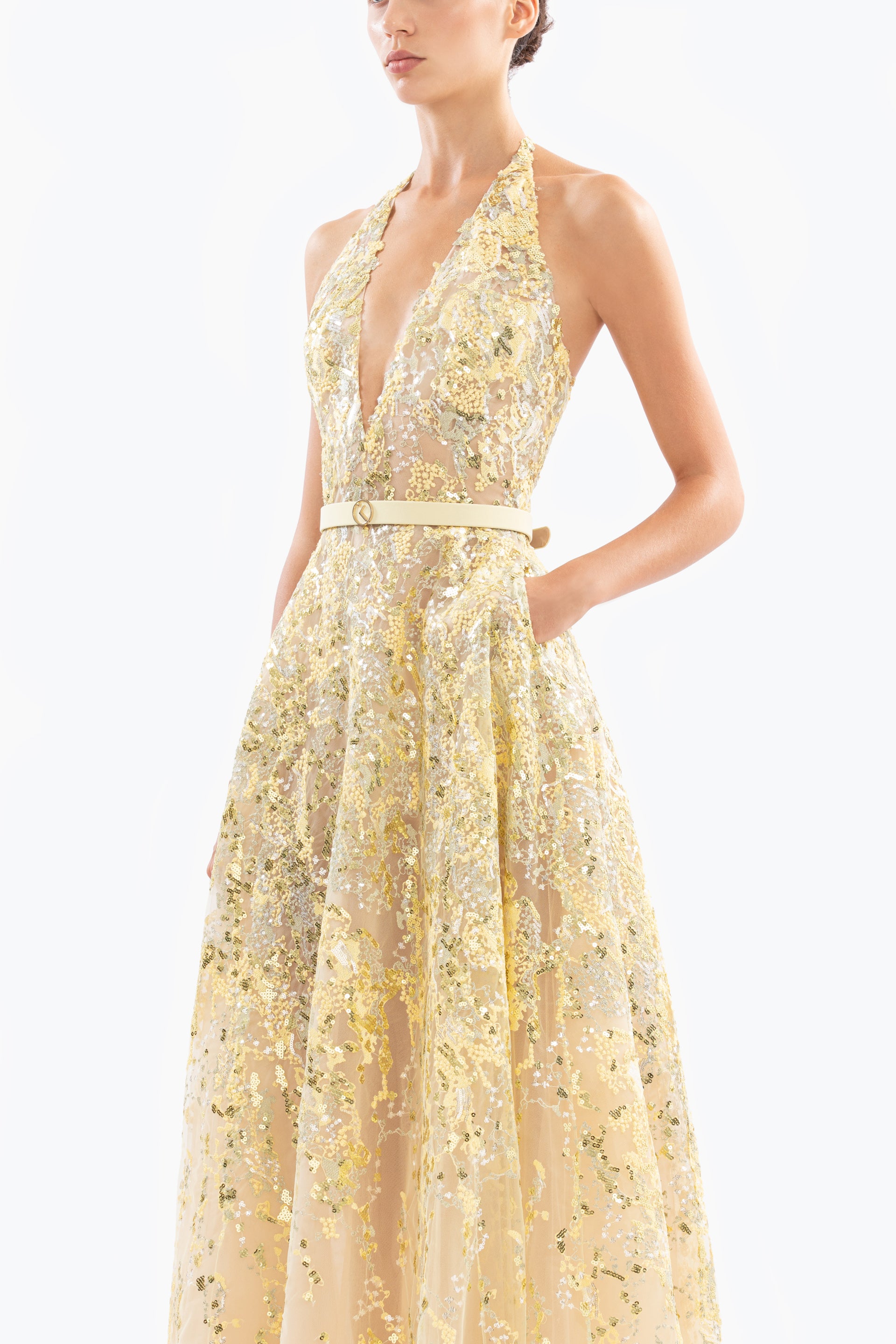 Embroidered Long Dress  Saiid Kobeisy Online