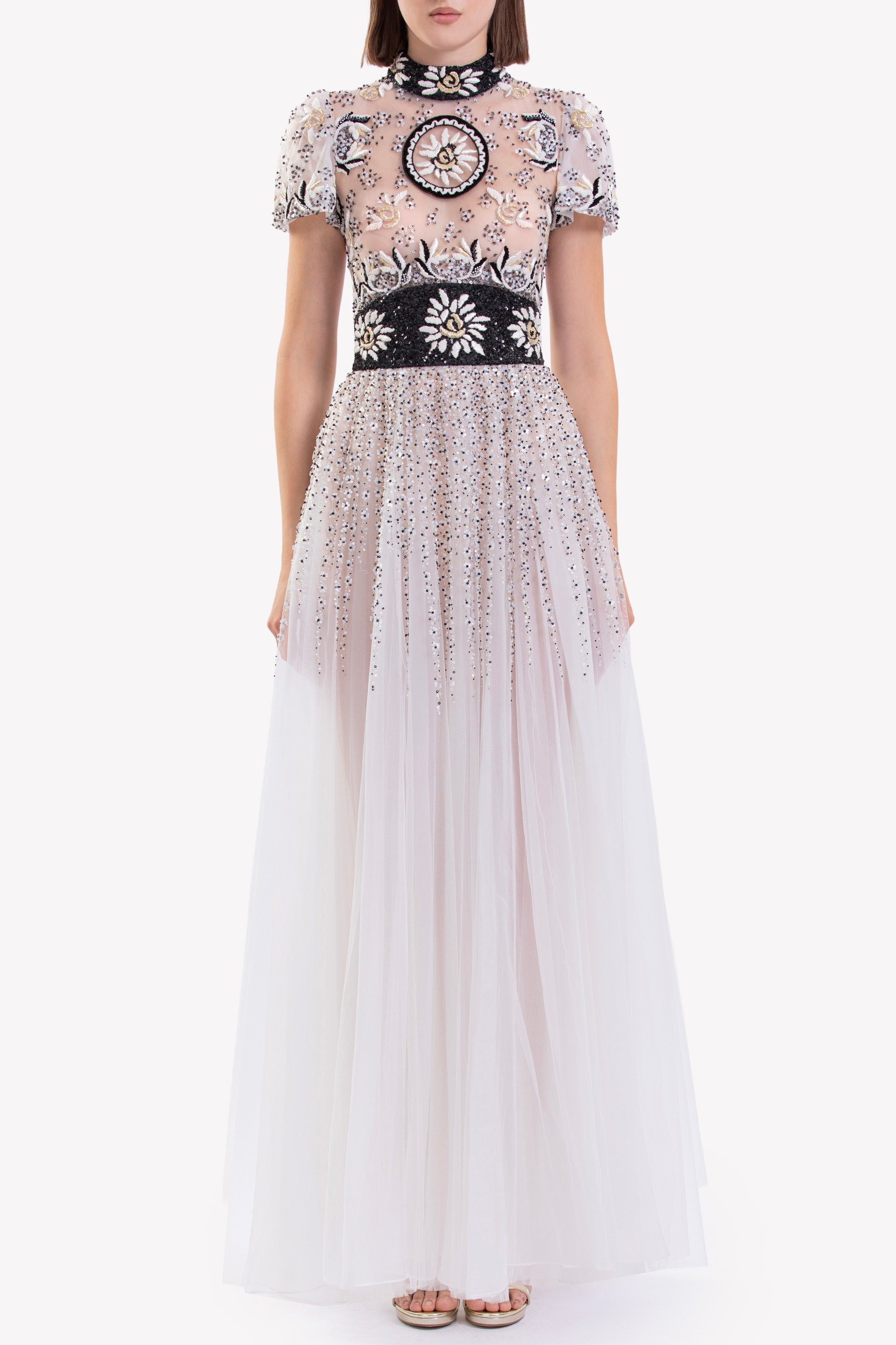 Embroidered Tulle Midi Dress