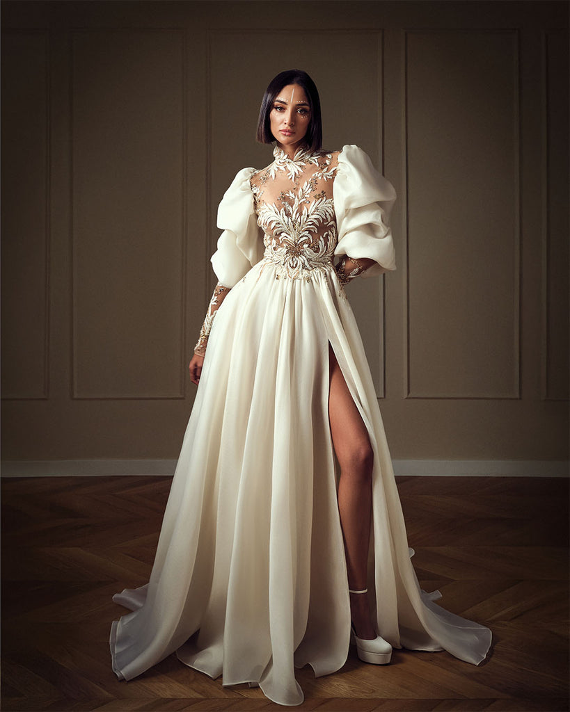 Embroidered Flowy Draped Dress Saiid Kobeisy Online Embroidered Flowy Draped Dress Saiid Kobeisy Online