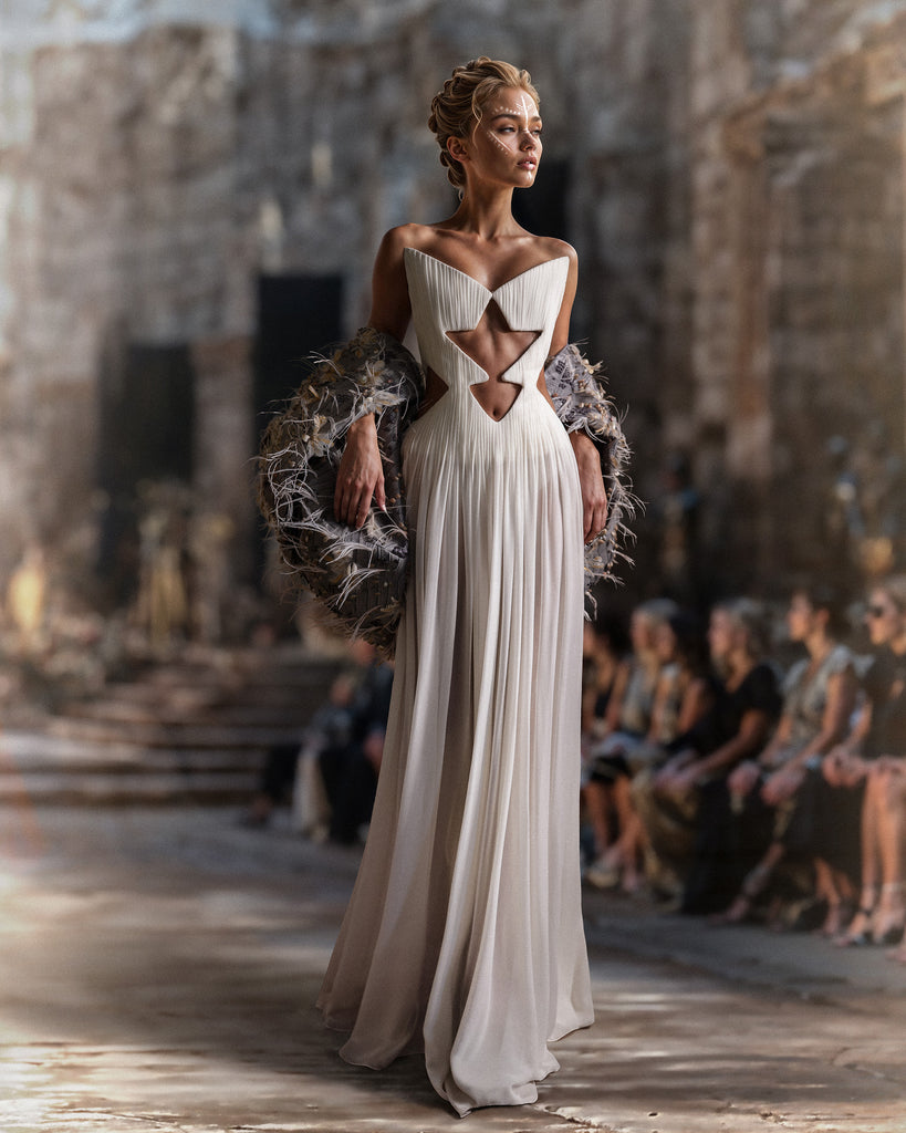 Embroidered Crepe Dress  Saiid Kobeisy Online