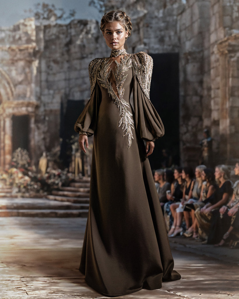 Interlaced Scuba Strapless Gown – Saiid Kobeisy Online