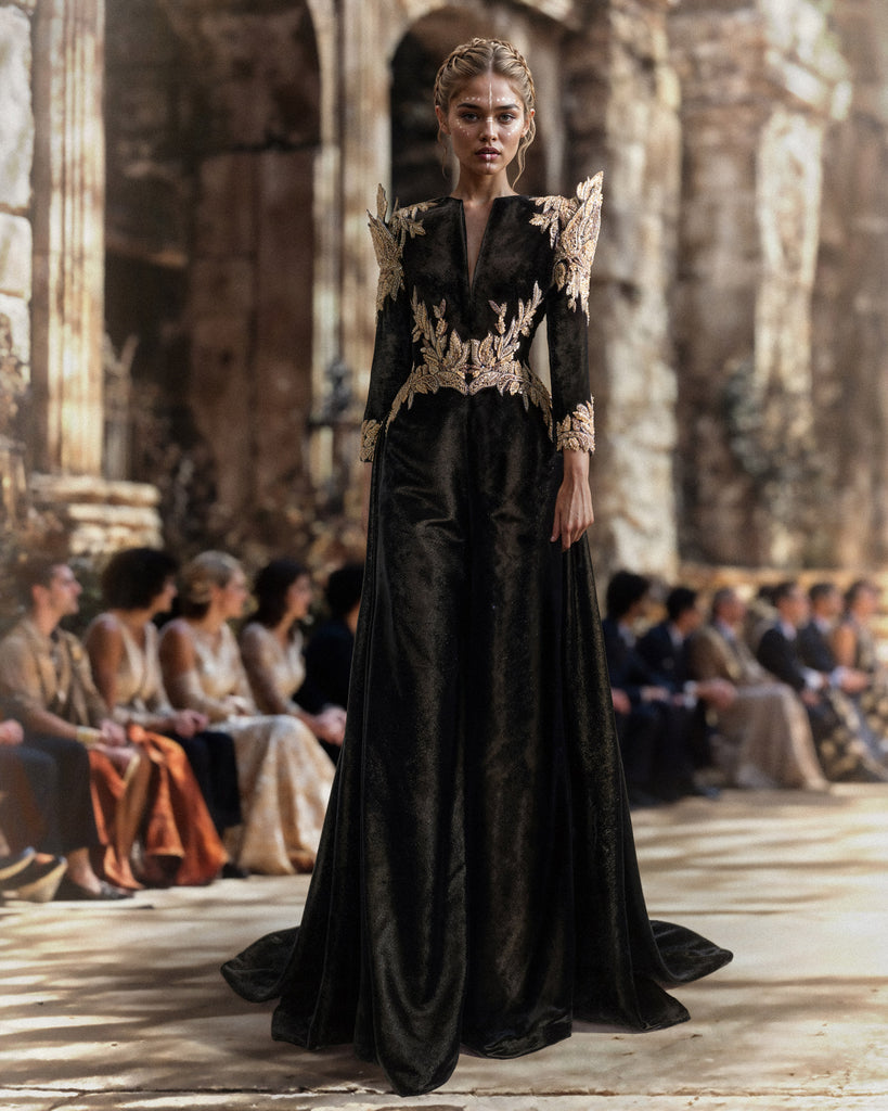 Interlaced Scuba Strapless Gown – Saiid Kobeisy Online