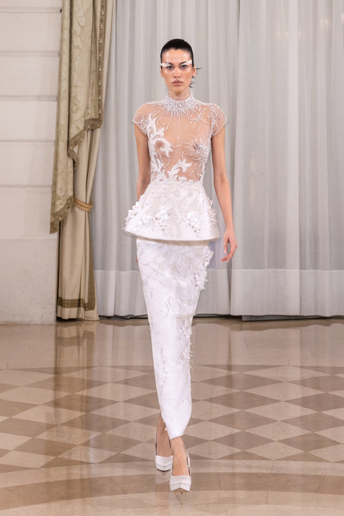 Embroidered Vintage Scuba Dress  Saiid Kobeisy Online
