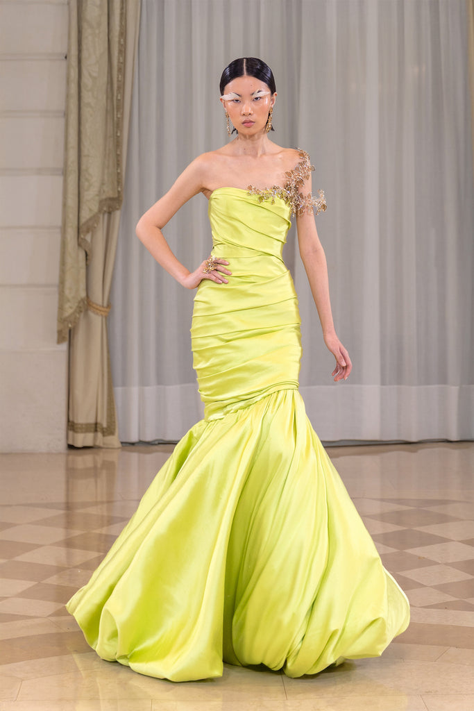 green emerald velvet dress Beaded Dress – Saiid Kobeisy Online main image 1