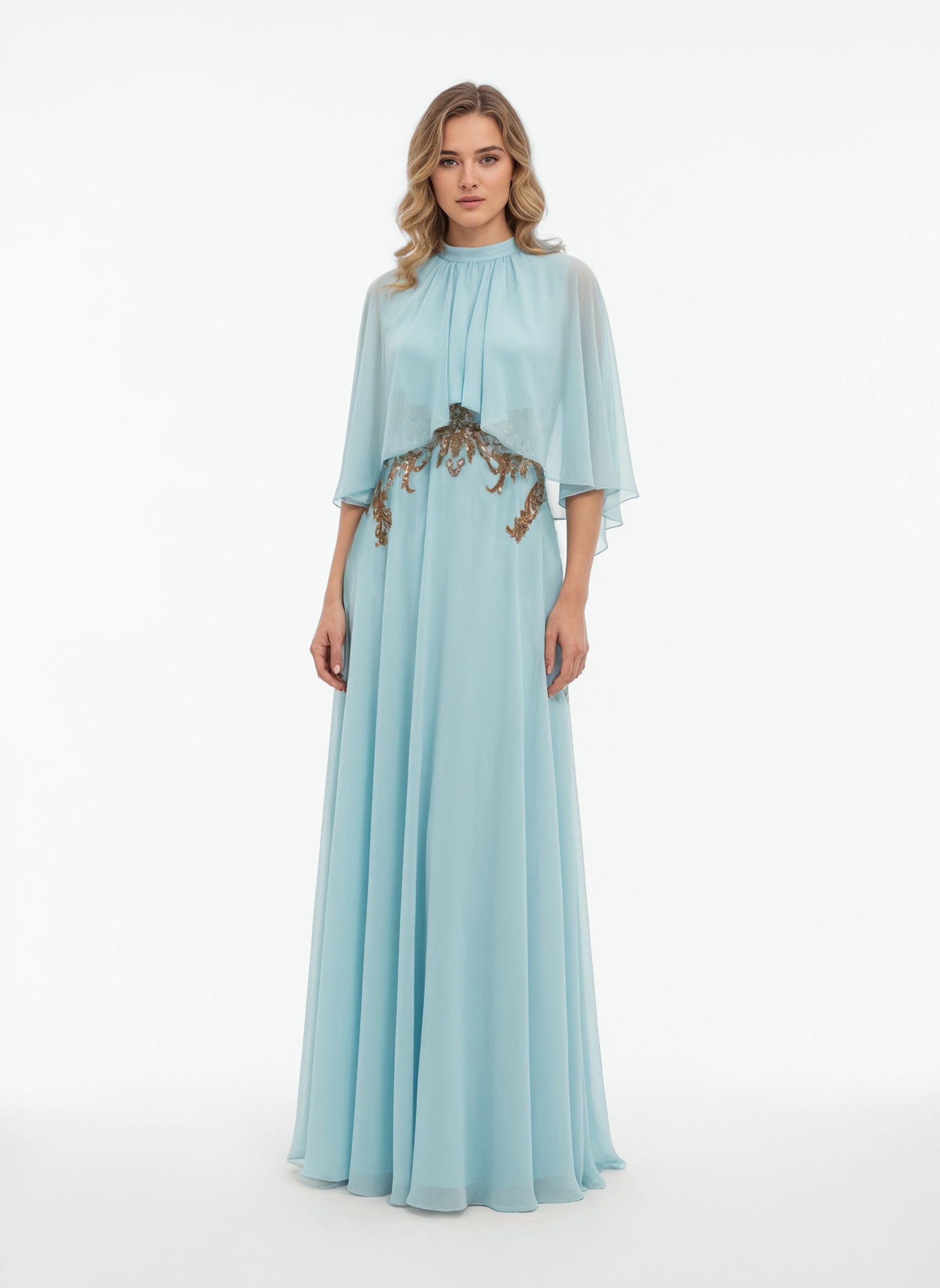 Crepe Georgette With Embroidered Waist Kaftan Saiid Kobeisy Online Crepe Georgette With Embroidered Waist Kaftan Saiid Kobeisy Online