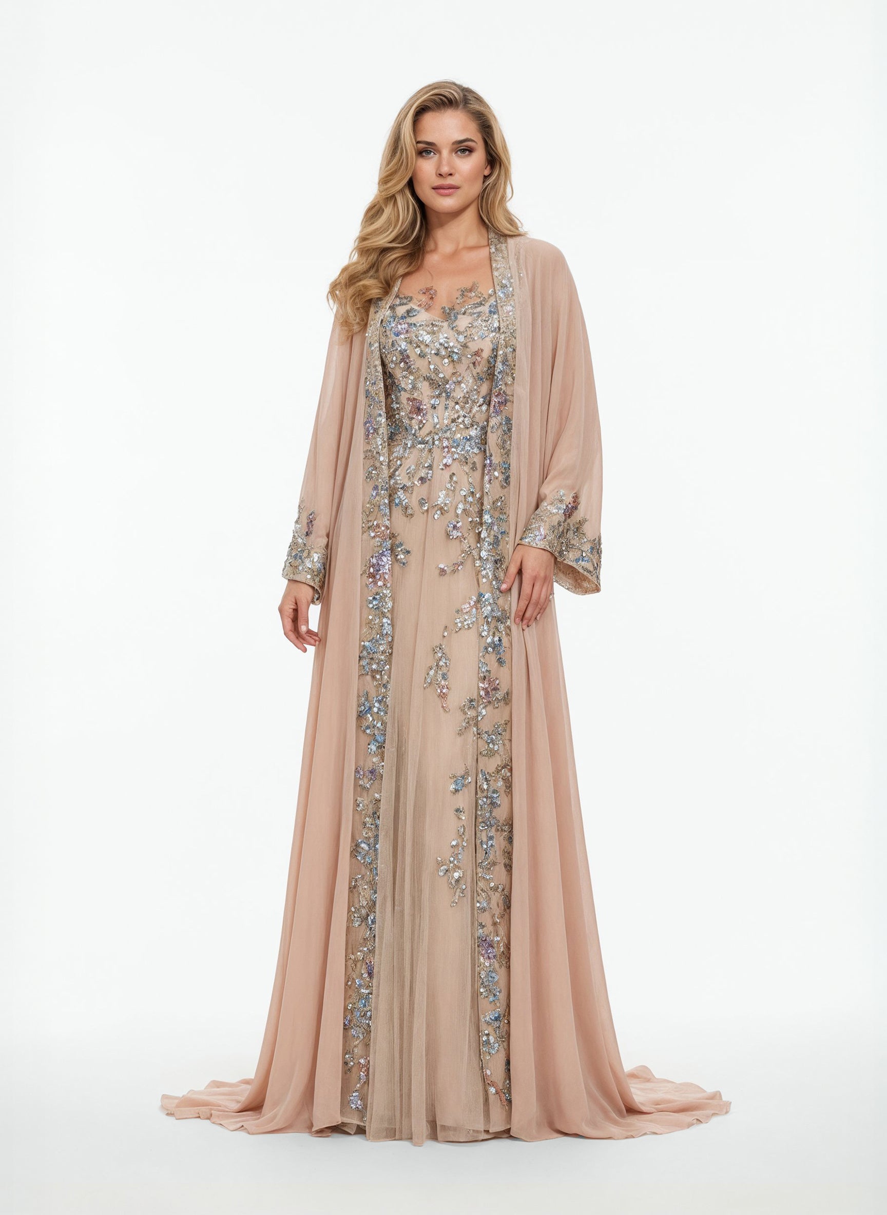 green emerald velvet dress Colorful Embroidered Wedding Dress 6 US / Pale Copper / Beige main image 1