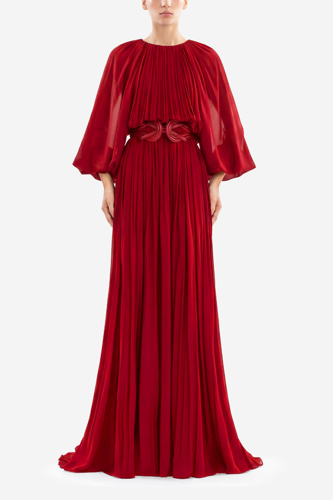 pleated long dress with sleeves Wholesale MOQ6 Pleated Long Sleeve Surplice Maxi Dress
