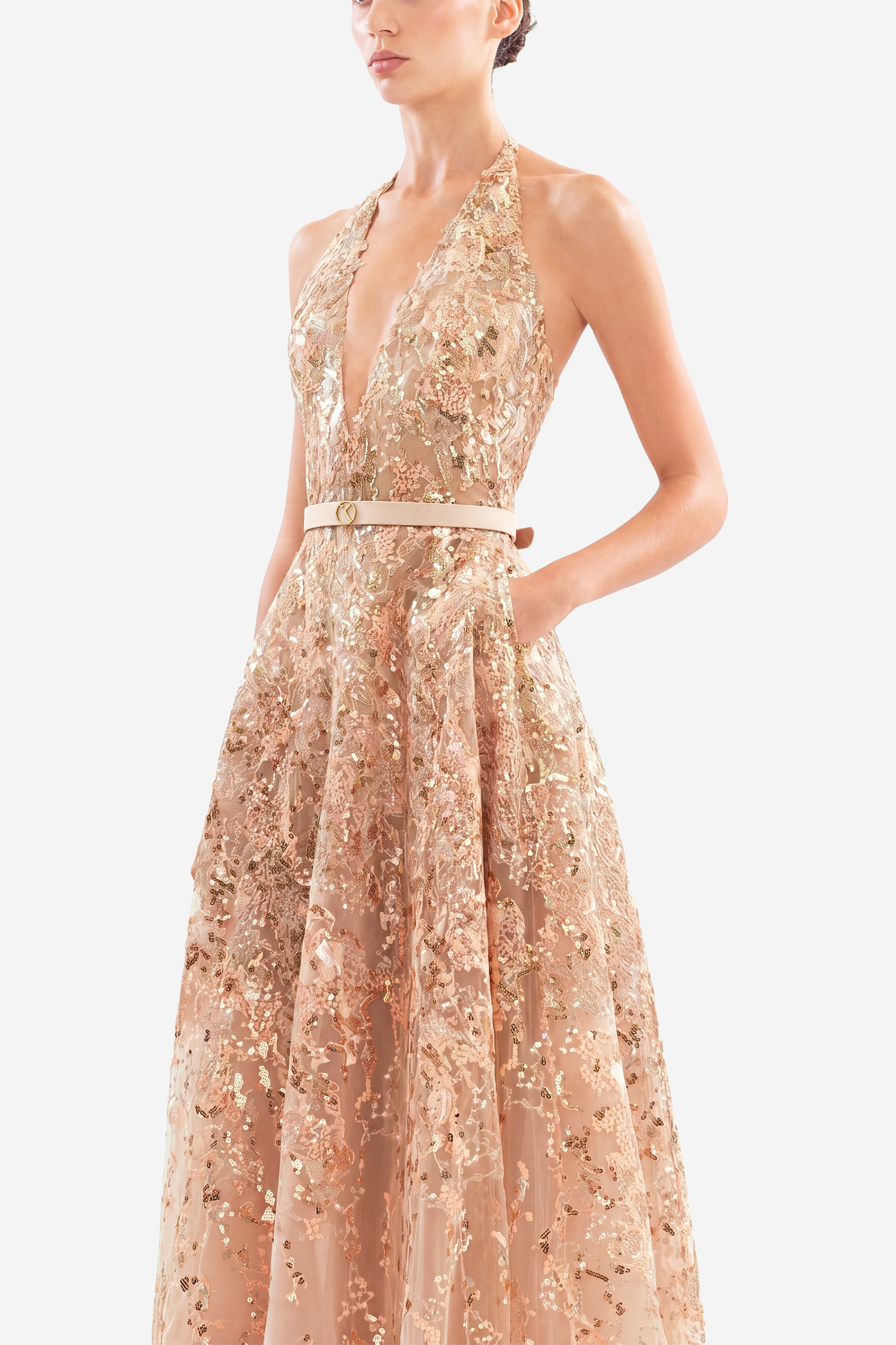 saiid kobeisy gold dress Embroidered Silk Tulle Dress Saiid Kobeisy