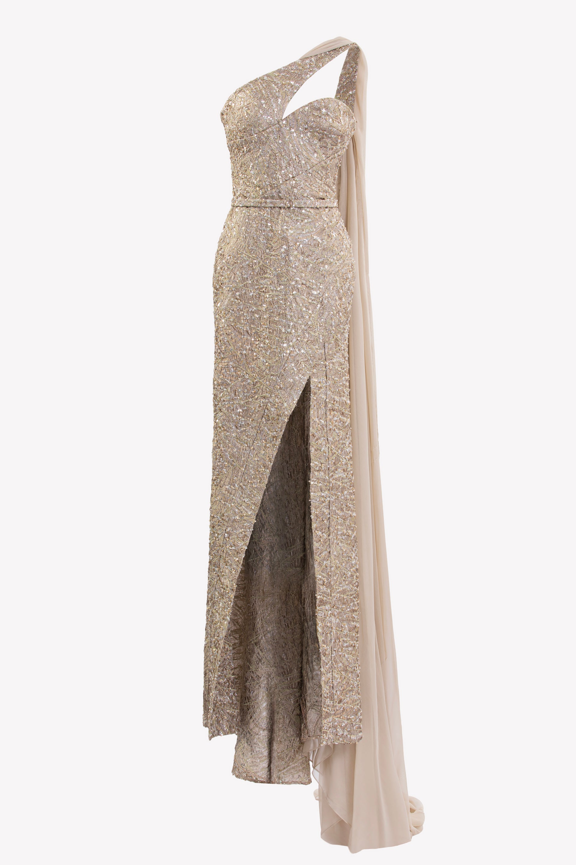 Asymmetrical Brocade Dress – Saiid Kobeisy Online
