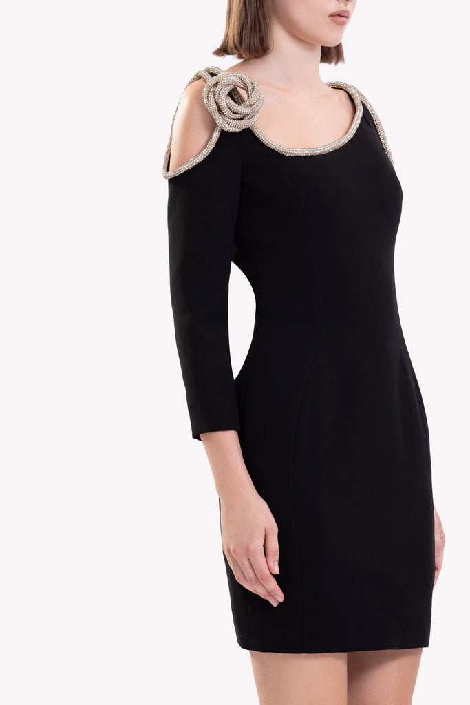 black dress crystal short Crystal Embellished Cocktail Dress 28098