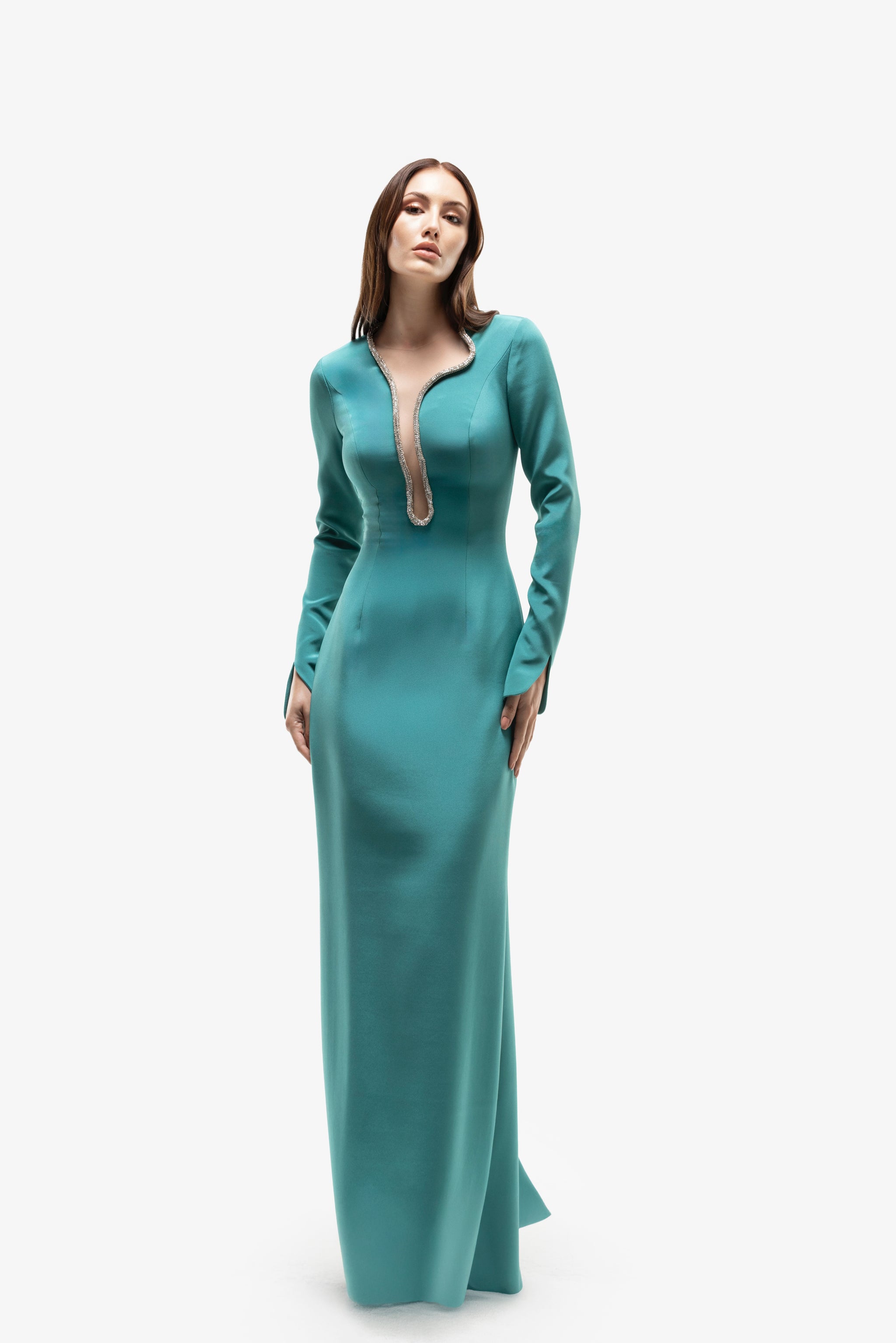 saiid kobeisy evening dresses Long Dress with Crystal Embellishment – Saiid Kobeisy