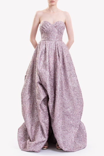 Brocade High-Low Dress