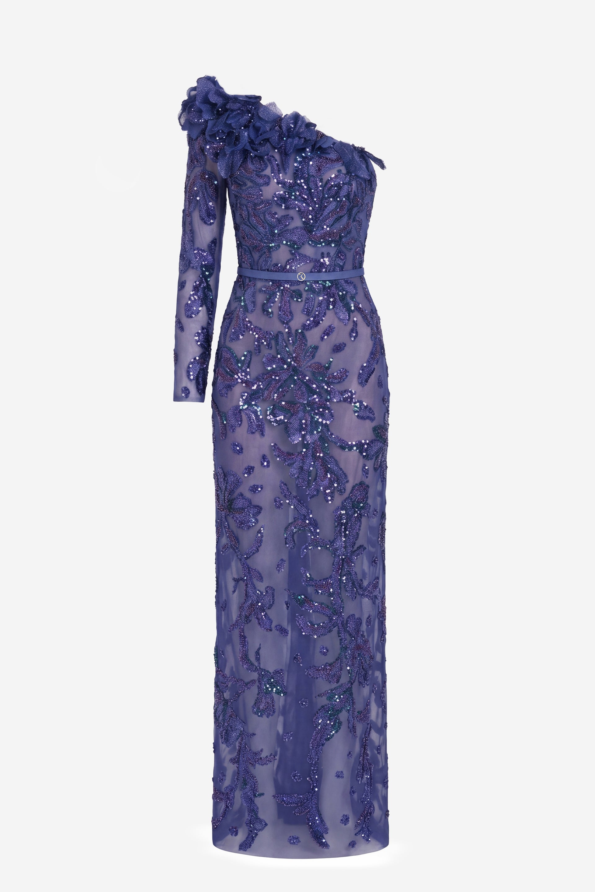 One-Shoulder Embroidered Tulle Dress – Saiid Kobeisy