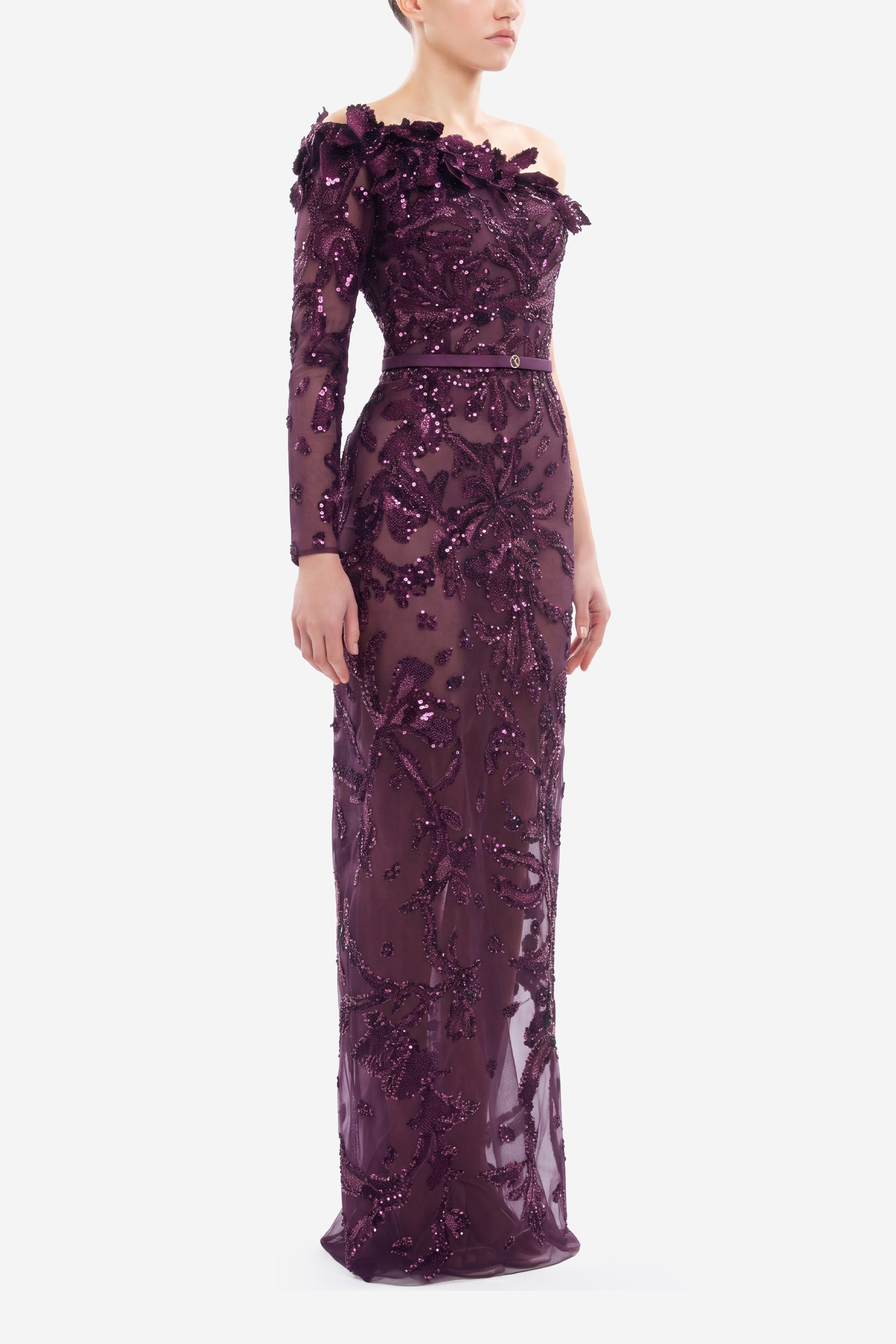 saemdi embroidered one shoulder dress Saemdi Embroidered One Shoulder Dress