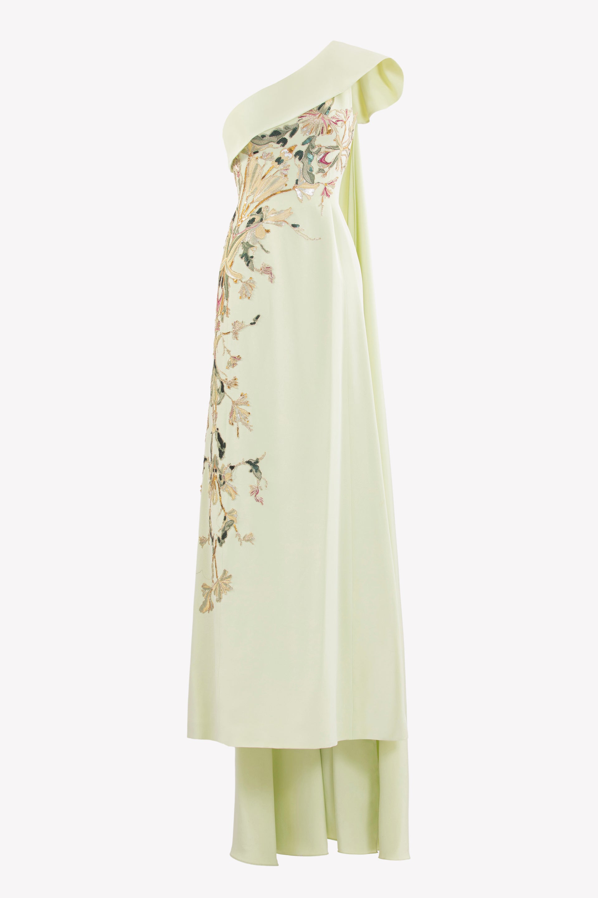 saemdi embroidered one shoulder dress Embroidered One-Shoulder Dress Saiid Kobeisy