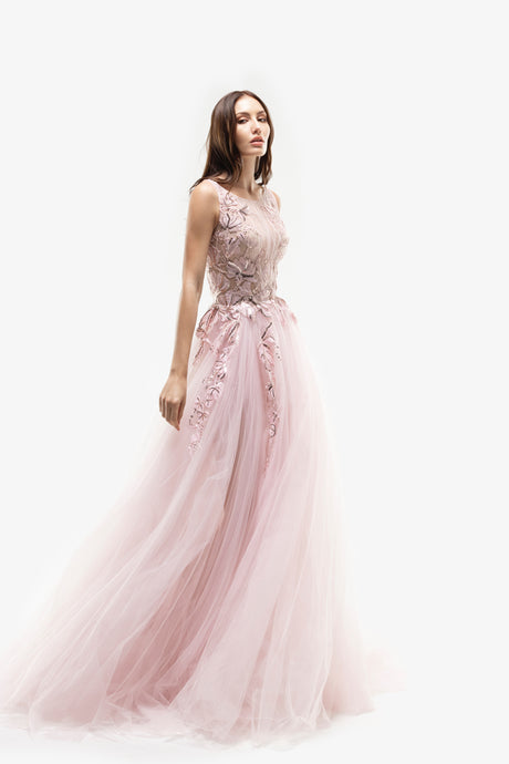 Embroidered Gathered Tulle Dress – Saiid Kobeisy
