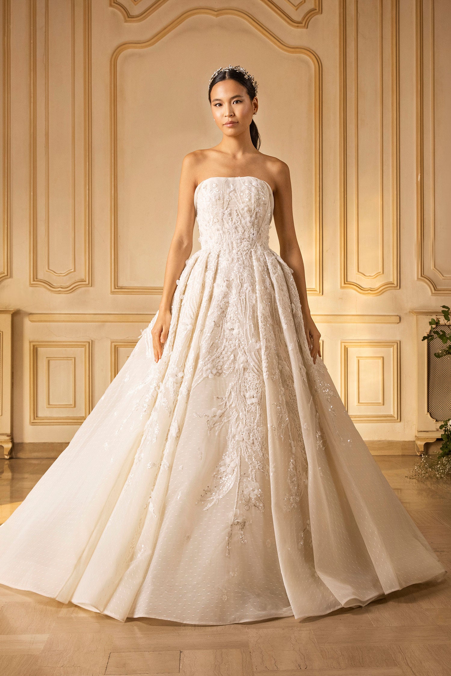 Strapless beaded dress – Saiid Kobeisy