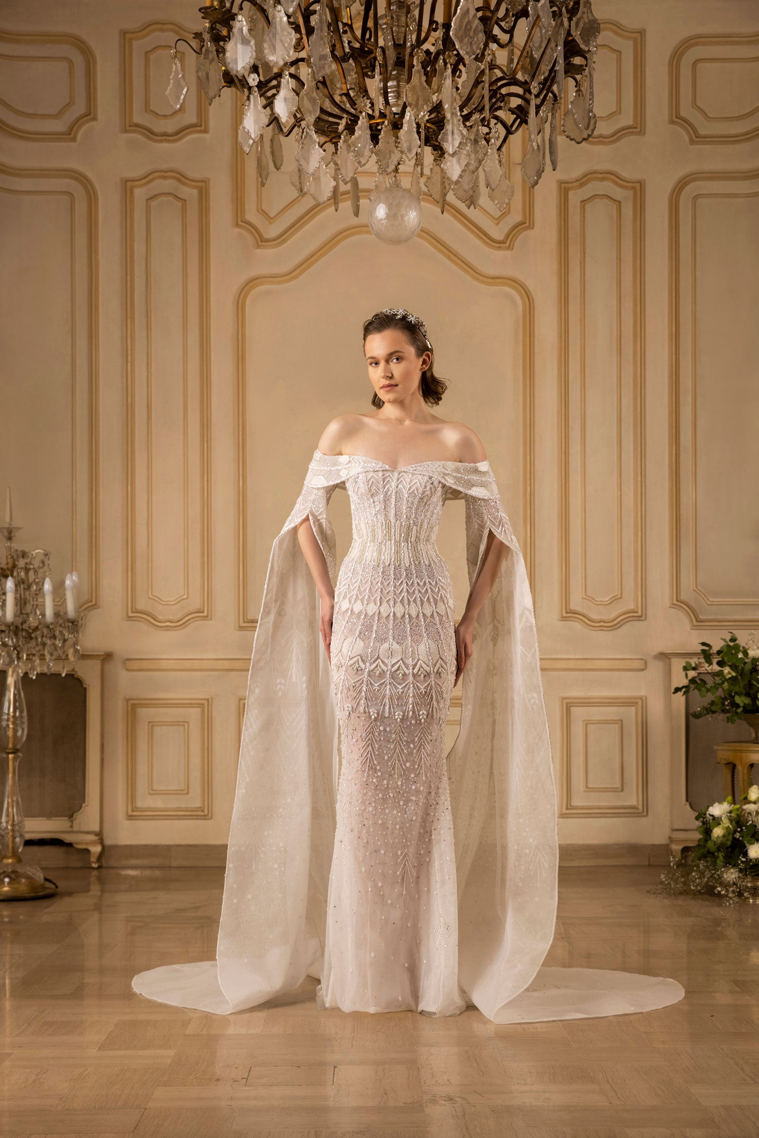 off shoulder beaded dress Off-shoulder fitted – Saiid Kobeisy bfcm23 Key Features Two women in black Variant:Ivory/Rose size 8