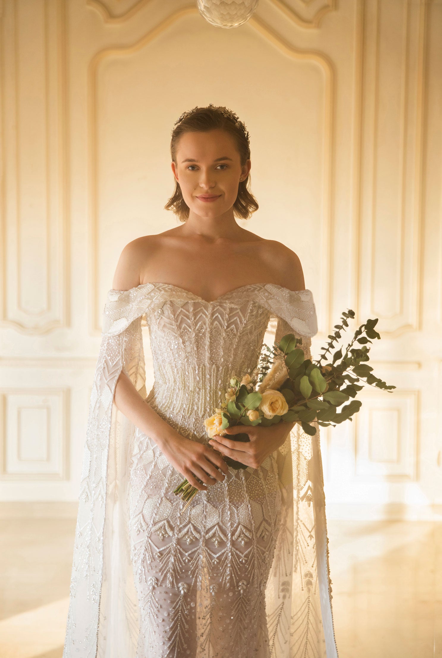 Off-shoulder beaded fitted dress Saiid Kobeisy Online Off-shoulder beaded fitted dress Saiid Kobeisy Online