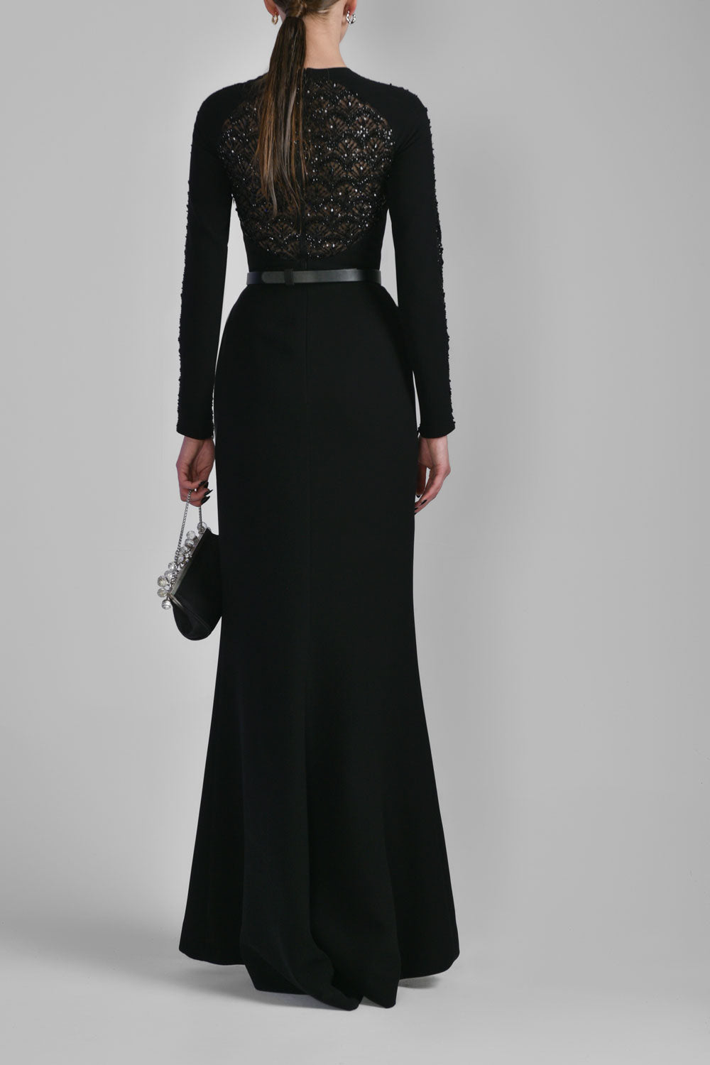 Beaded long crepe dress – Saiid Kobeisy Online