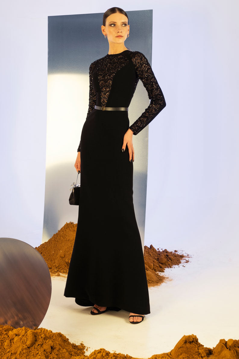 想像を超えての dress crepe long Beaded – Online Kobeisy Saiid スーツ・フォーマル・ドレス