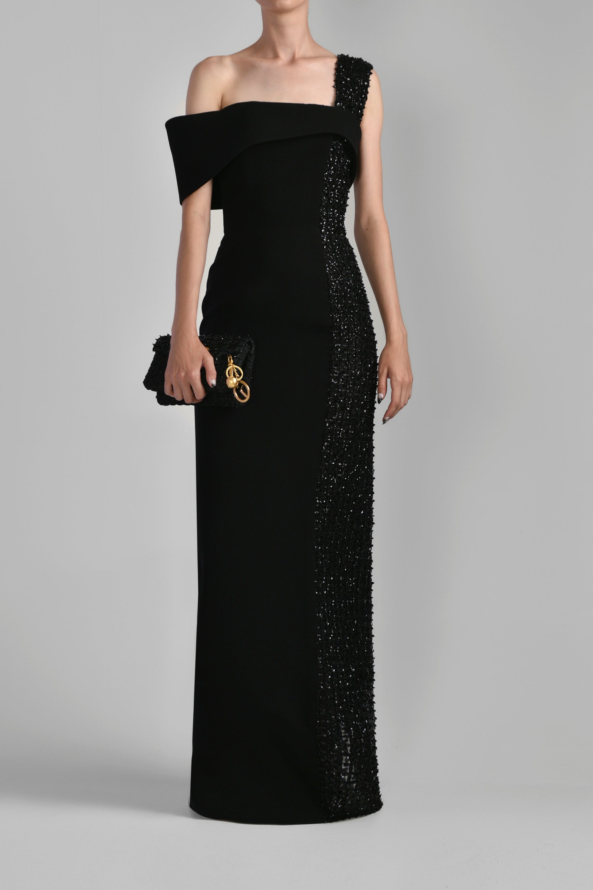 オールインワン・サロペット Saiid Kobeisy One Shoulder Crepe Beaded Dress One shoulder crepe beaded dress – Saiid Kobeisy Online