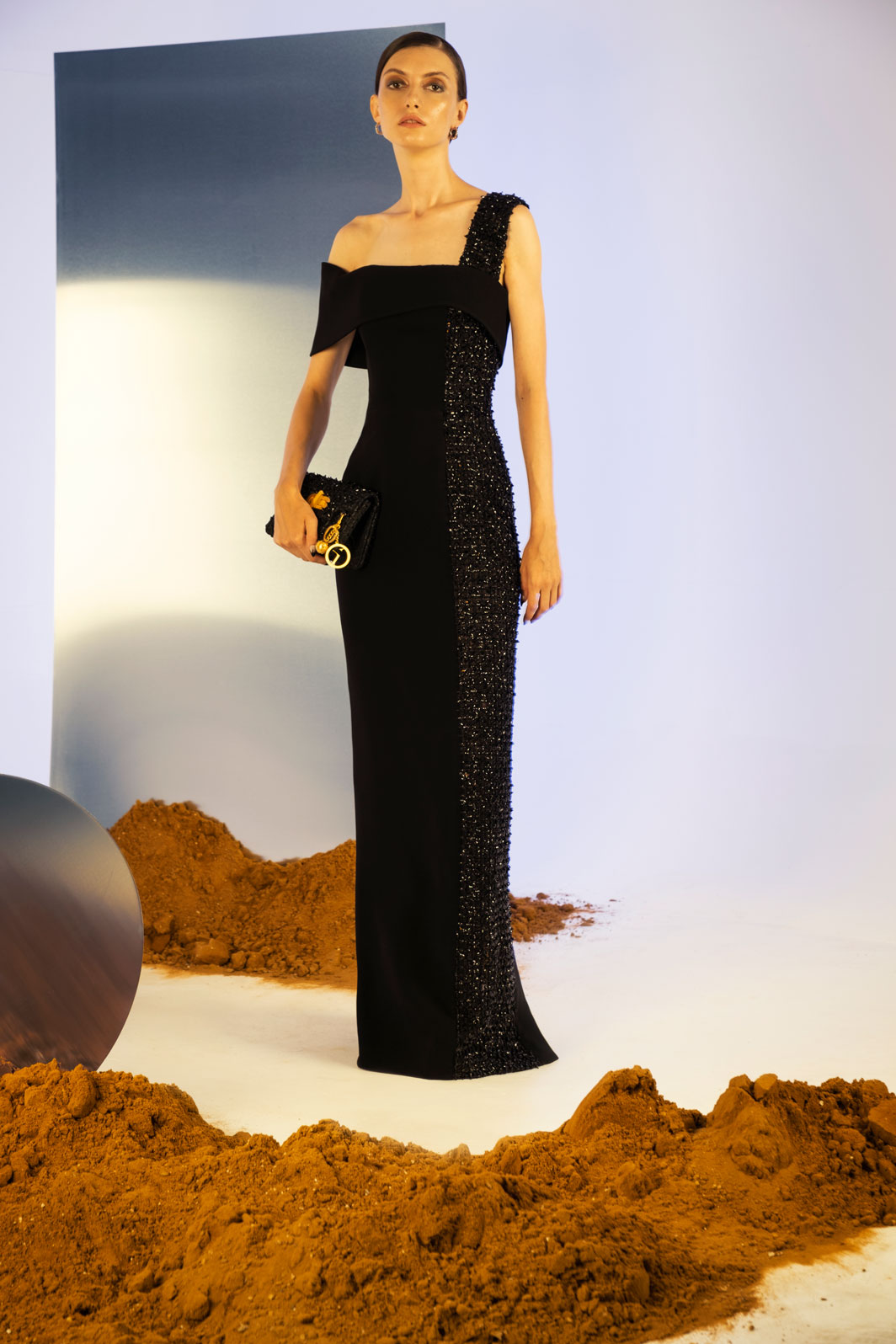 オールインワン・サロペット Saiid Kobeisy One Shoulder Crepe Beaded Dress One shoulder crepe beaded dress – Saiid Kobeisy Online